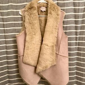 LOFT suede and faux fur vest